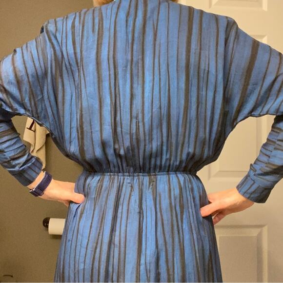 Stella & Rose Blue Black Boho Striped Modest Lightweight Dress sz Small NWOT - Picture 7 of 16